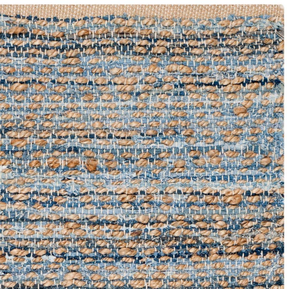 Cape Cod Blue and Natural Hand-Knotted Jute Area Rug