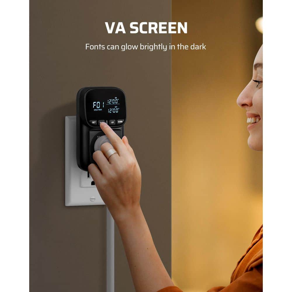 Black Digital Temperature Controller with VA Display and Programmable Timer
