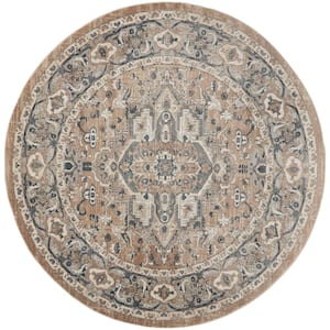 Concerto Beige Grey 10 ft. x 10 ft. Center medallion Traditional Round Area Rug