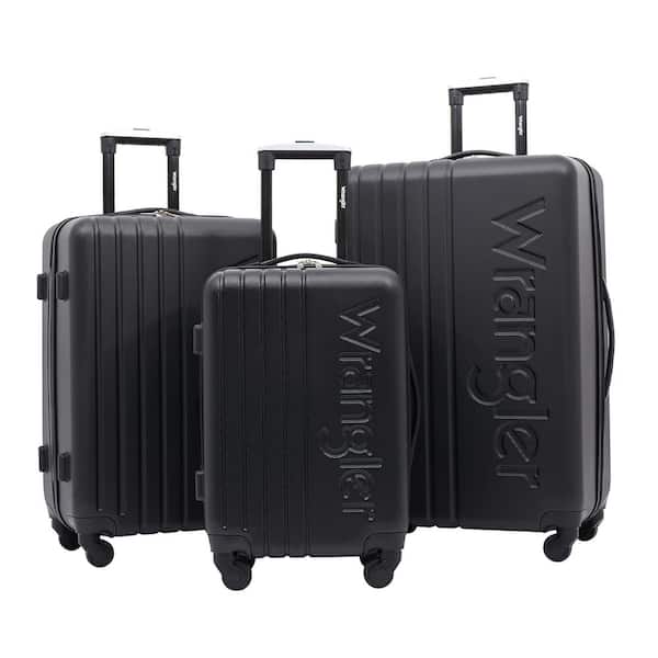 Wrangler 3-pc Black Hardside Embossed Vertical Luggage W/360° Spinner Wheels