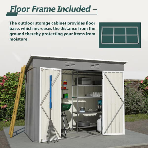 Hohuqeri 8 ft. W x 4 ft. D Gray Metal Storage Shed Outdoor