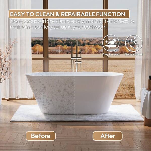 WELLFOR Sable 60 in. x 28.5 in. Acrylic Flatbottom Double Ended