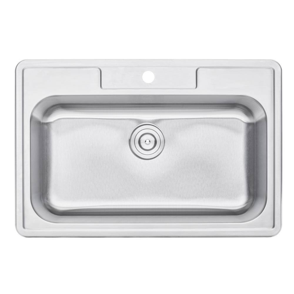 33'' Brushed Stainless Steel Single Bowl Drop-In Kitchen Sink
