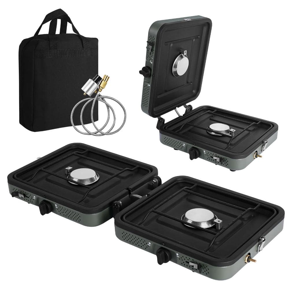 2 Burner Propane Camping Stove with Grill and Carrying Bag, Portable Folding Camp Stove with 17,000 BTU Adjustable price history on PriceWatchPro