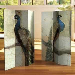 6 ft. Peacocks Printed 3-Panel Room Divider