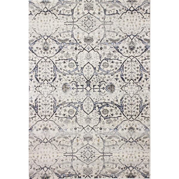 BASHIAN Sevilla Ivory 9 ft. x 12 ft. (8 ft. 6 in. x 11 ft. 6 in.) Floral Transitional Area Rug