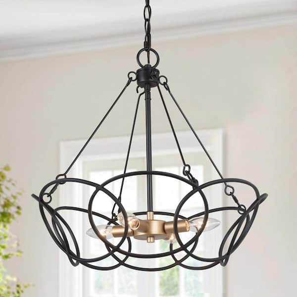 Modern Black Drum 4-Light Chandelier for Dining Room for Dining Room ...