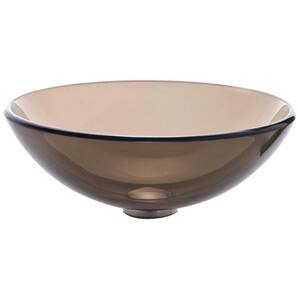Single-Tone Clear Brown Glass Round Vessel Sink