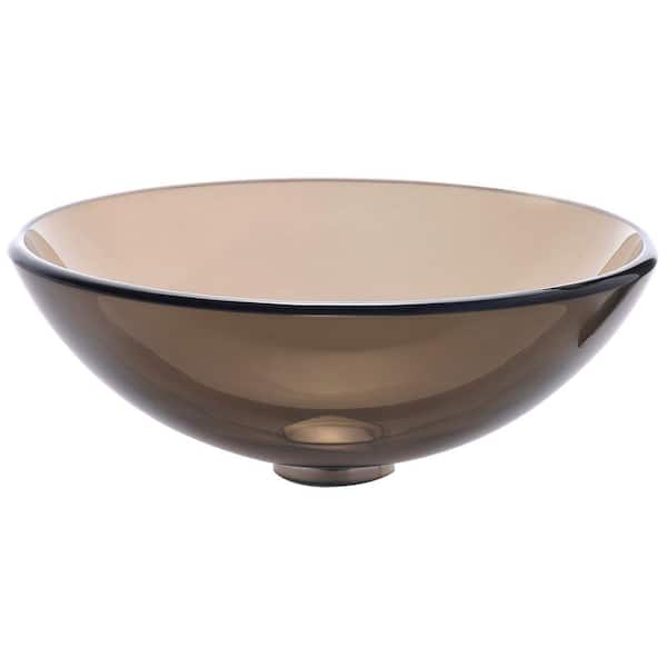 KRAUS Single-Tone Clear Brown Glass Round Vessel Sink