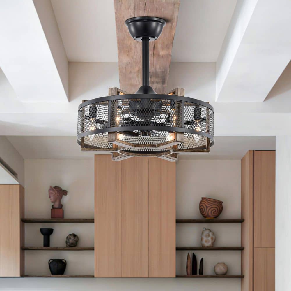 Heritage 12 in. 6-Light Outdoor Black/Wood Downrod Type Standard Industrial Ceiling Fan Downrod Included price history on PriceWatchPro