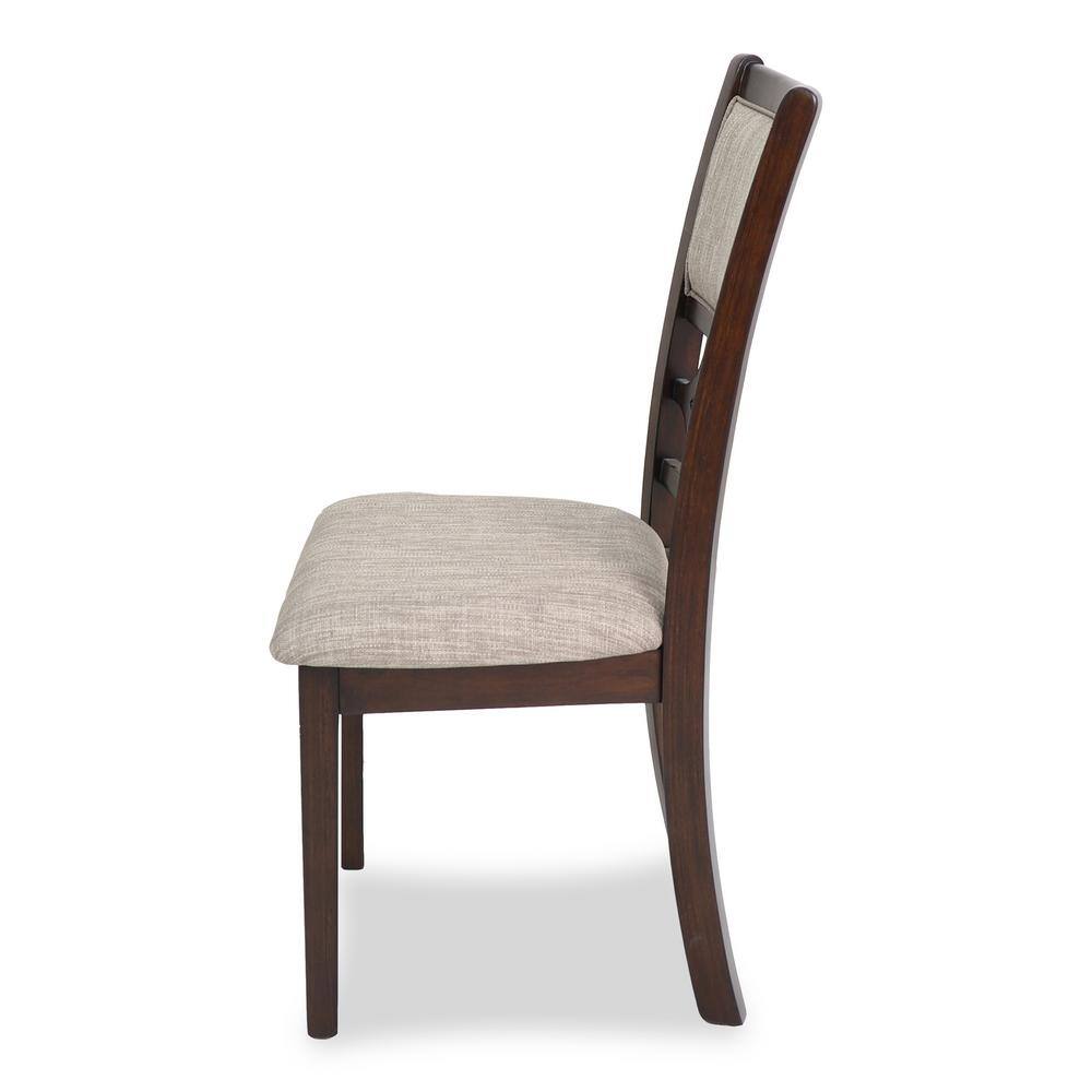 Cherry Brown Round Wood Dining Set with 4 Chairs