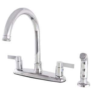 NuvoFusion 2-Handle Deck Mount Centerset Kitchen Faucets with Side Sprayer in Polished Chrome