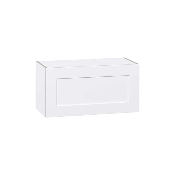 J COLLECTION Wallace Painted Warm White Shaker Assembled Wall Bridge Kitchen Cabinet with Door (30 in. W x 15 in. H x 14 in. D)