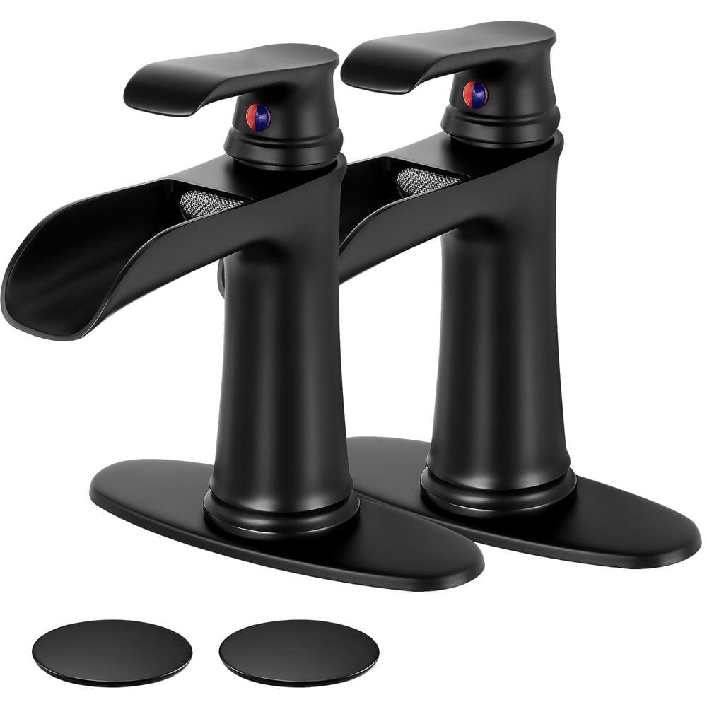 Single Handle Single Hole Waterfall Bathroom Faucet with Deckplate pop drai