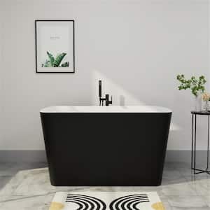 Freestanding 47 in. Acrylic Flatbottom Modern Stand Alone Non-Whirlpool Bathtub Soaking Bathtub in Matte Black