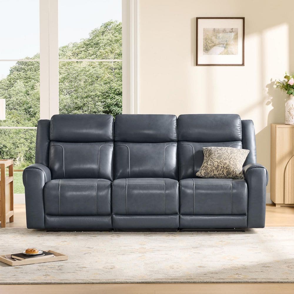 Spruce & Spring Carter 83.46 in. Dual Motors Wall Hugger Leather