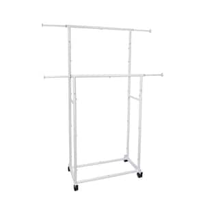 White Metal Garment Clothes Rack Double Rod 48 in. W x 65 in. H
