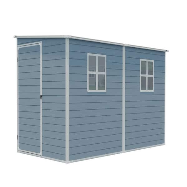 Peg Patio Outdoor 4 ft. W x 8.02 ft. D Resin Storage Shed with Floor, Window, Lockable Door 32 sq. ft. Coverage