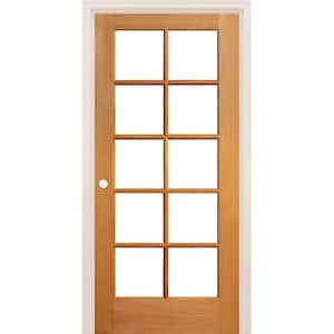24 in. x 80 in. Right-Handed 10-Lite Clear Glass Unfinished Fir Wood Single Prehung Interior Door