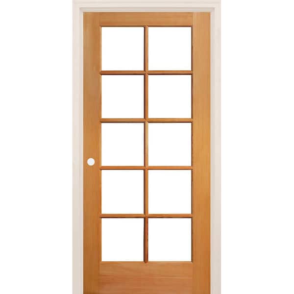 Builders Choice 36 in. x 80 in. Right-Handed 10 Lite Clear Glass Unfinished Fir Single Prehung Interior Door