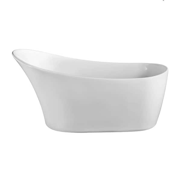 Streamline 63 in. Acrylic Flatbottom Non-Whirlpool Bathtub in Glossy White with Polished Gold Drain