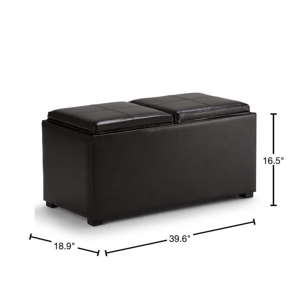 Brown Faux Leather 5-Piece Storage Ottoman Set
