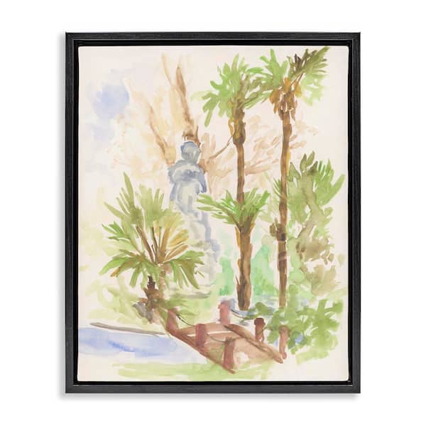 Stupell Industries Bridge over River Abstract by June Erica Vess Black Floater Frame Nature Graphic Art Print 21 in. x 17 in.