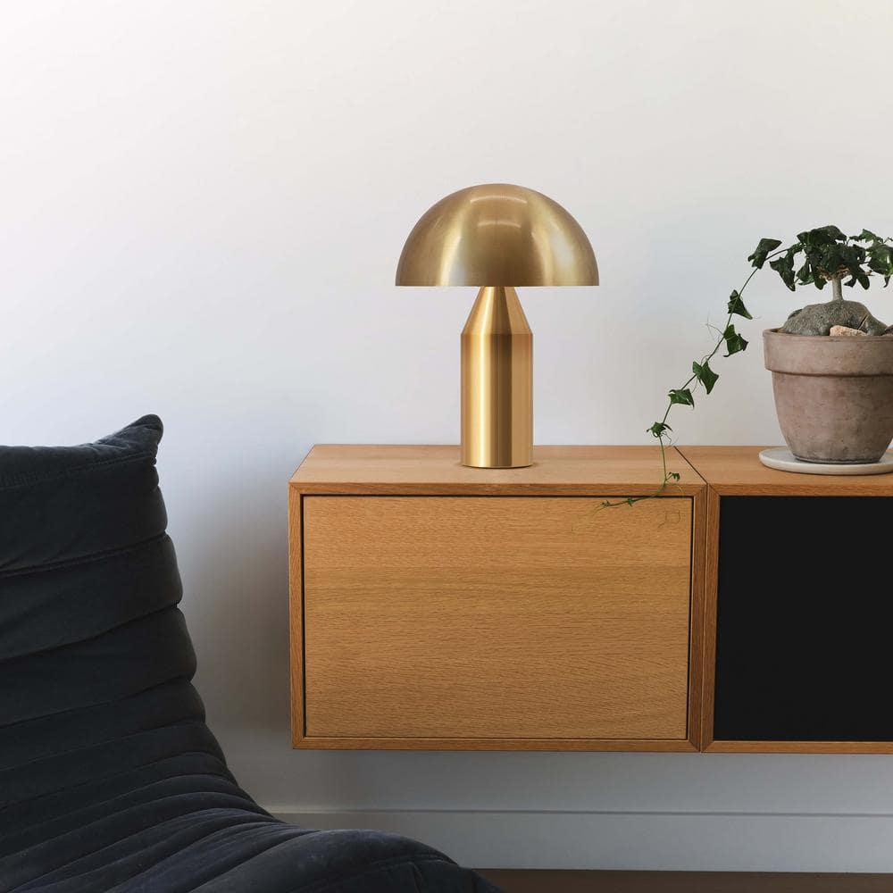 Antique Brass 15" Modern Mushroom LED Table Lamp