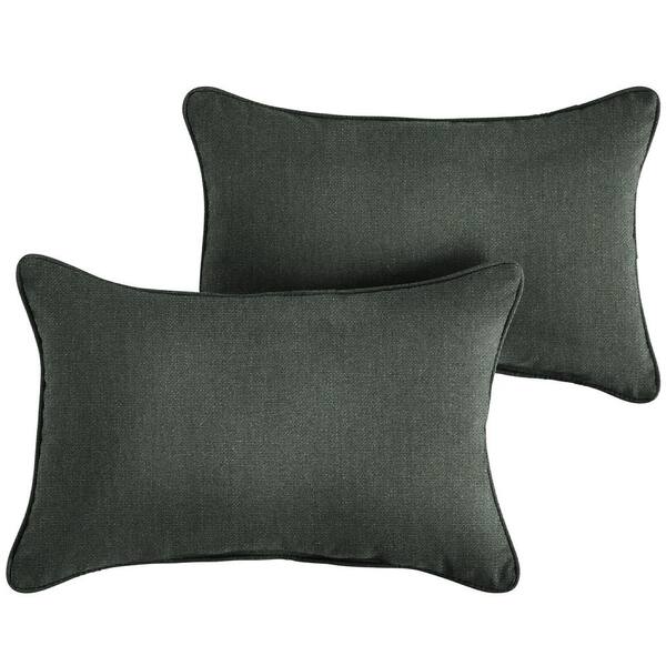 SORRA HOME Sunbrella Cast Ivy Rectangle Indoor/Outdoor Lumbar Pillow (2-Pack)