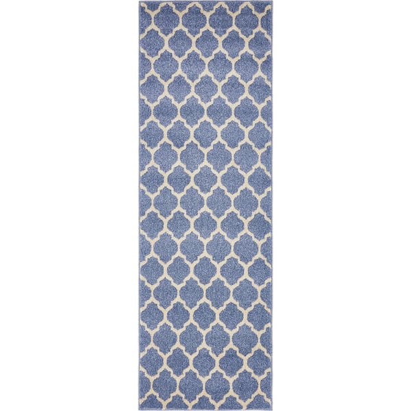 Unique Loom Trellis Philadelphia Light Blue/Beige 2' 0 x 6' 0 Runner Rug