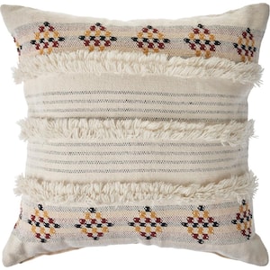 Tufted Multicolored Farmhouse Standard Throw Pillow