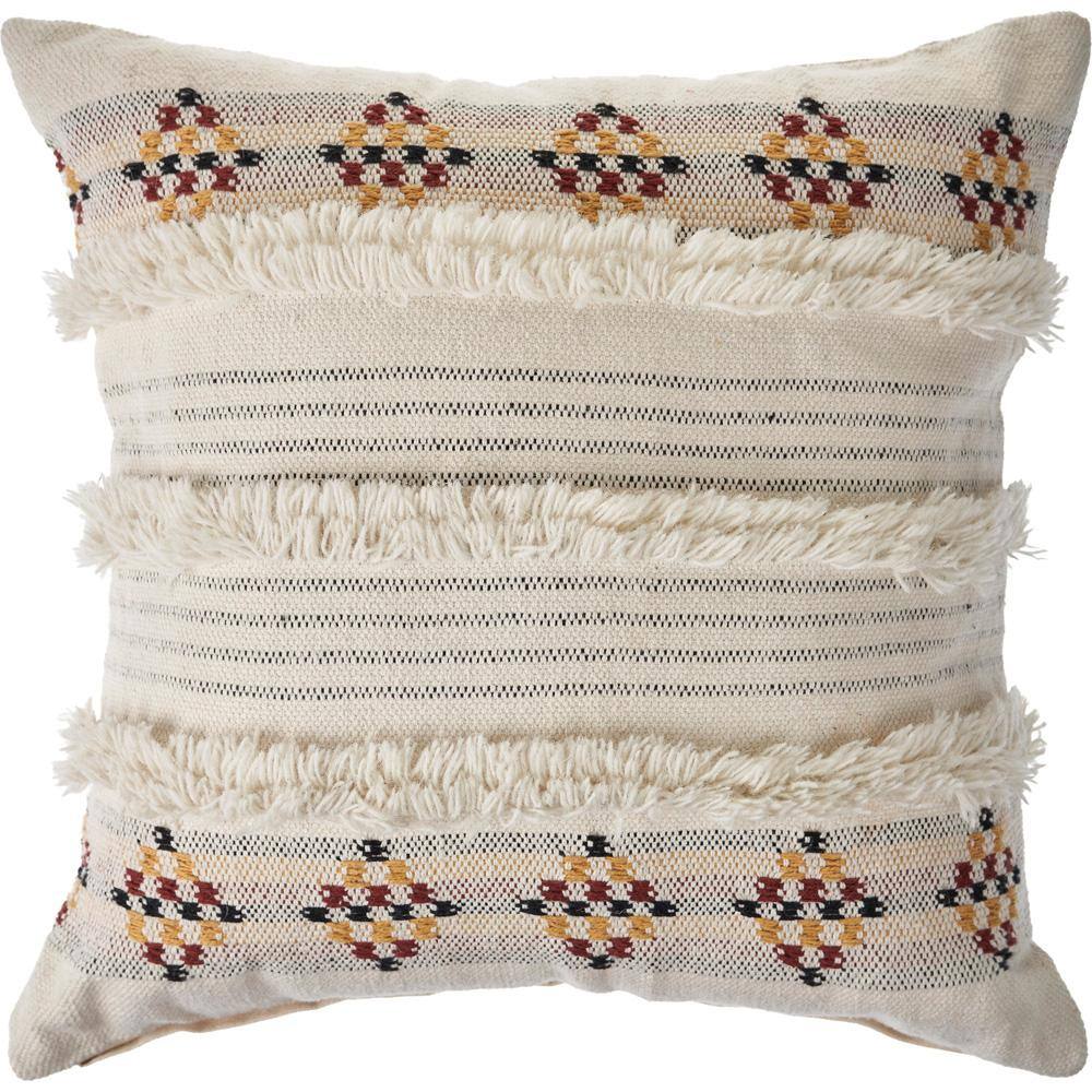 Tufted Multicolored Farmhouse Standard Throw Pillow