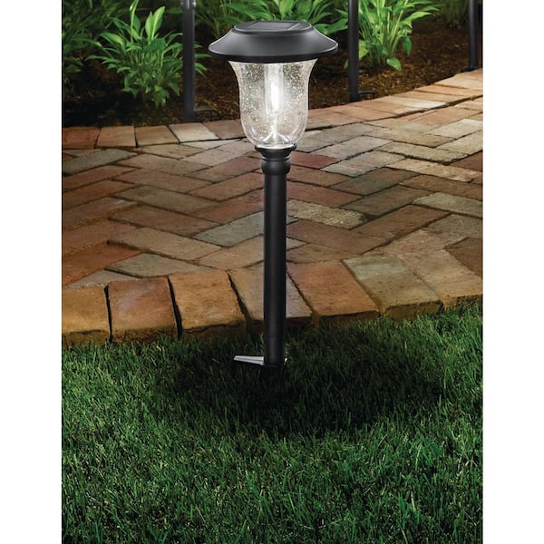 Home Decorators Collection Harper 20 Lumen Black LED Weather Resistant Outdoor Solar Path Light with Glass Lens