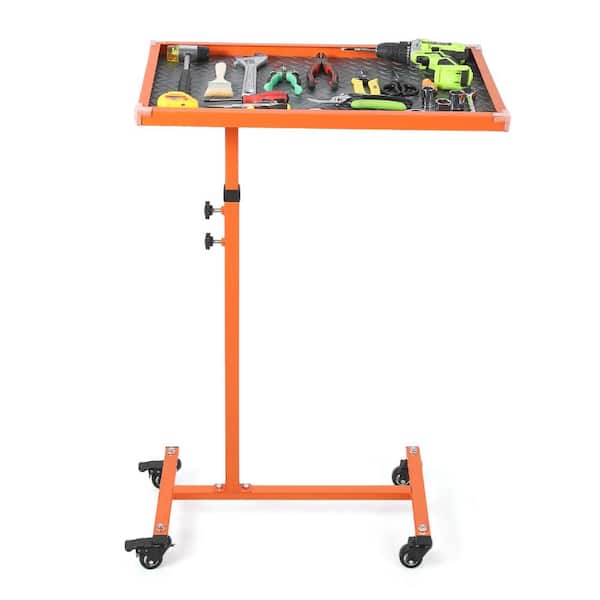 Rolling Tool Cart Workbench, 220LBS Capacity Height Adjustable Mechanic Tool Tray Table with 360° Swivel Wheels