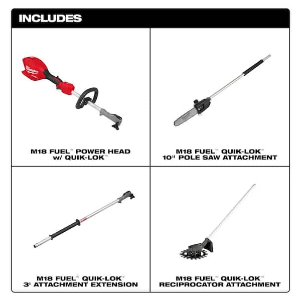 M18 FUEL 18V 10 in. Brushless Cordless Battery Powered QUIK-LOK Pole Saw w/ Reciprocator Attachment