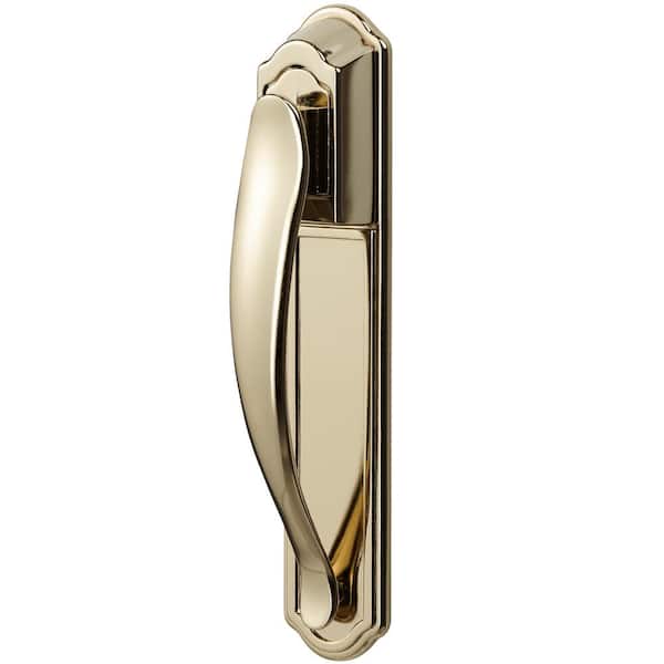 IDEAL SECURITY Brass Coated Storm and Screen Door Pull Handle Set with Back Plate