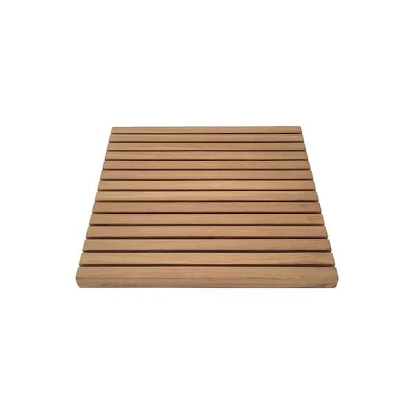 ARB Teak and Specialties 20 in. x 20 in. Square Teak Wood Patio Deck Tiles, Outdoor Slatted Pattern (Pack of 4-Tiles)