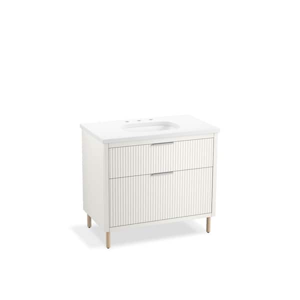 KOHLER Spacity 35.98in. Single Sink Floating White Bath Vanity with White Quartz Top Assembled