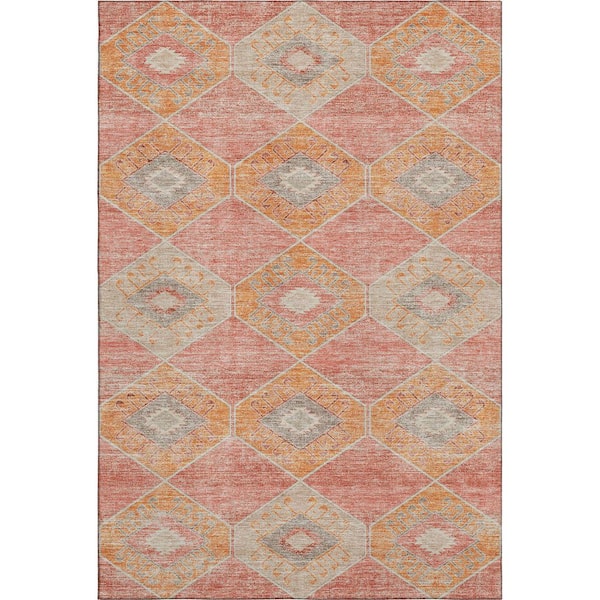 Mayfield Premium Machine Washable Abstract AMF1857 Coral 10 ft. x 14 ft. Area Rug