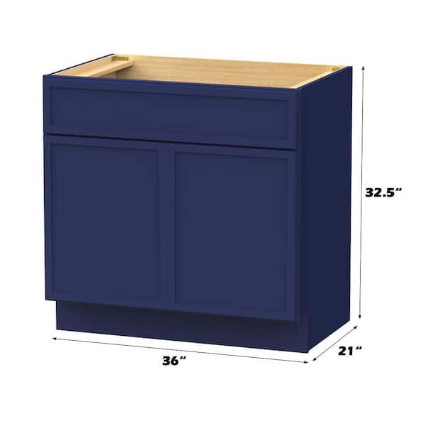 Vanity Art 36 in. W x 21 in. D x 32.5 in. H 2-Doors Bath Vanity Cabinet without Top in Blue