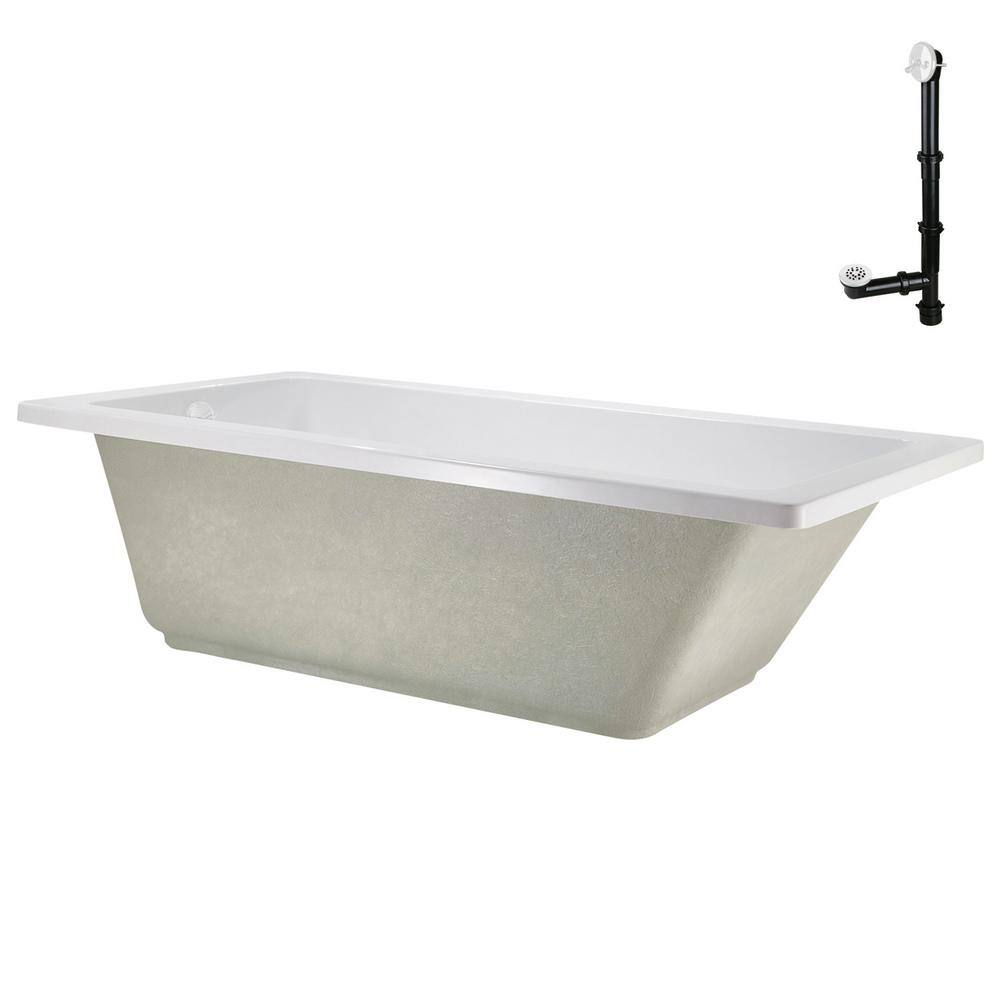 60" x 32" Glossy White Acrylic Soaking Drop-In Bathtub
