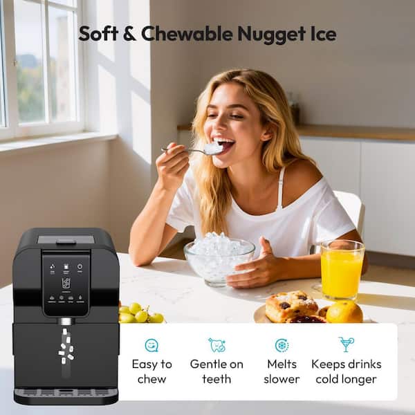 EUHOMY 11.1 in. 30 lbs. Nugget Ice Portable Countertop Ice Maker