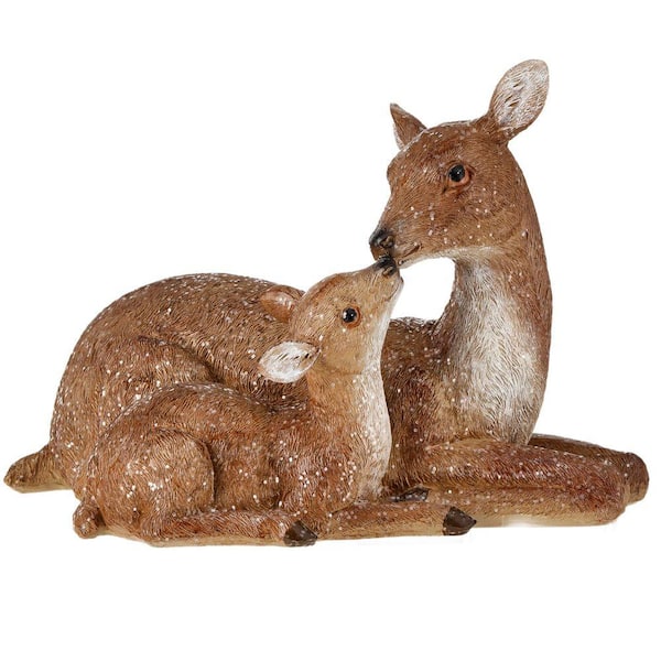 9.5 in. Resin Winter Chalet Doe With Baby