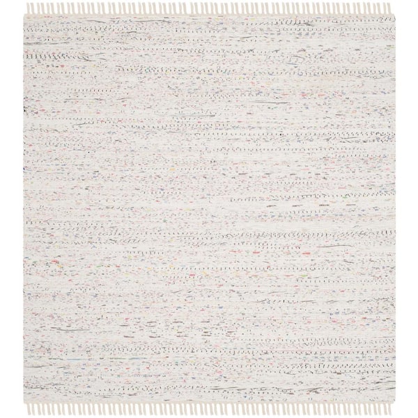 Rag Rug Ivory/Multi Doormat 3 ft. x 3 ft. Gradient Striped Square Area Rug