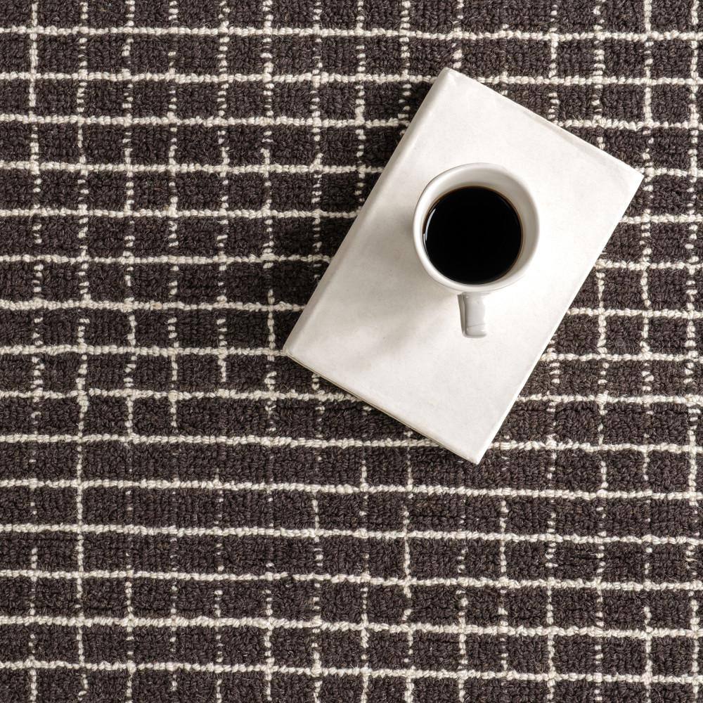 Hand-Tufted Charcoal Wool Rectangular Area Rug, 6' x 9'