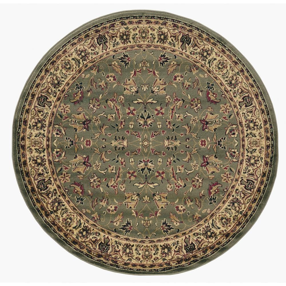 Castello Sage 5 ft. Round Traditional Oriental Floral Area Rug