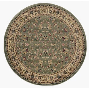 Castello Sage 5 ft. Round Traditional Oriental Floral Area Rug