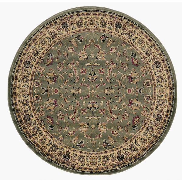Unbranded Castello Sage 5 ft. Round Traditional Oriental Floral Area Rug