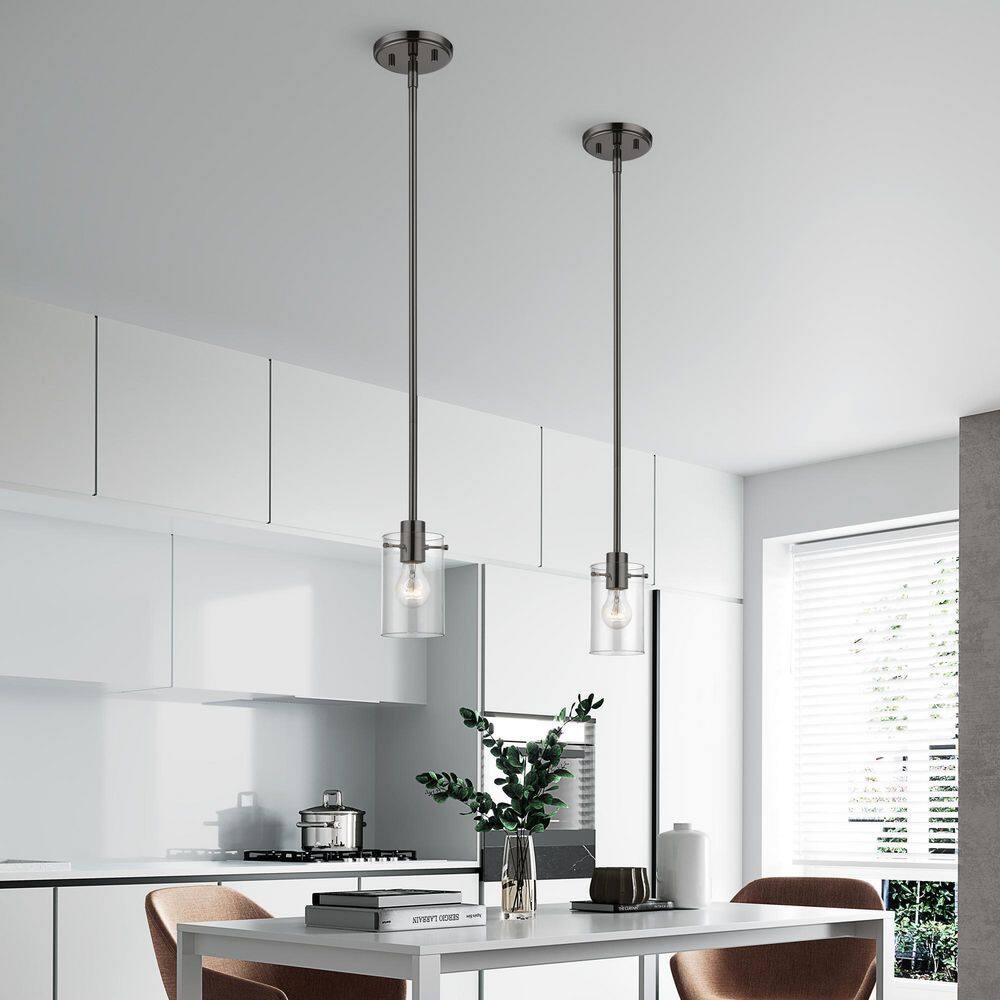 Munich Mini Pendant in Black Chrome with Clear Glass Shade