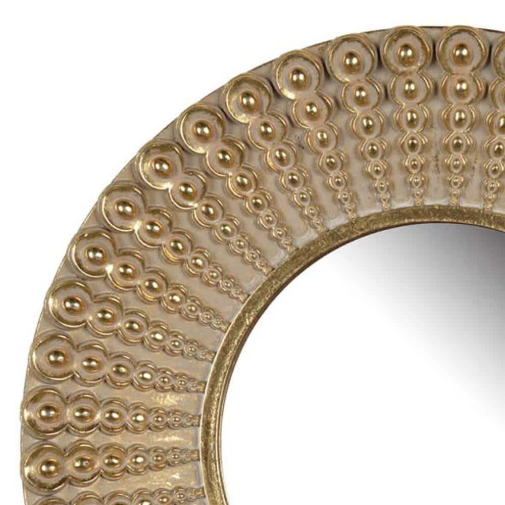 Aubrey 14" Gold Beaded Round Wall Mirror for Elegant Spaces
